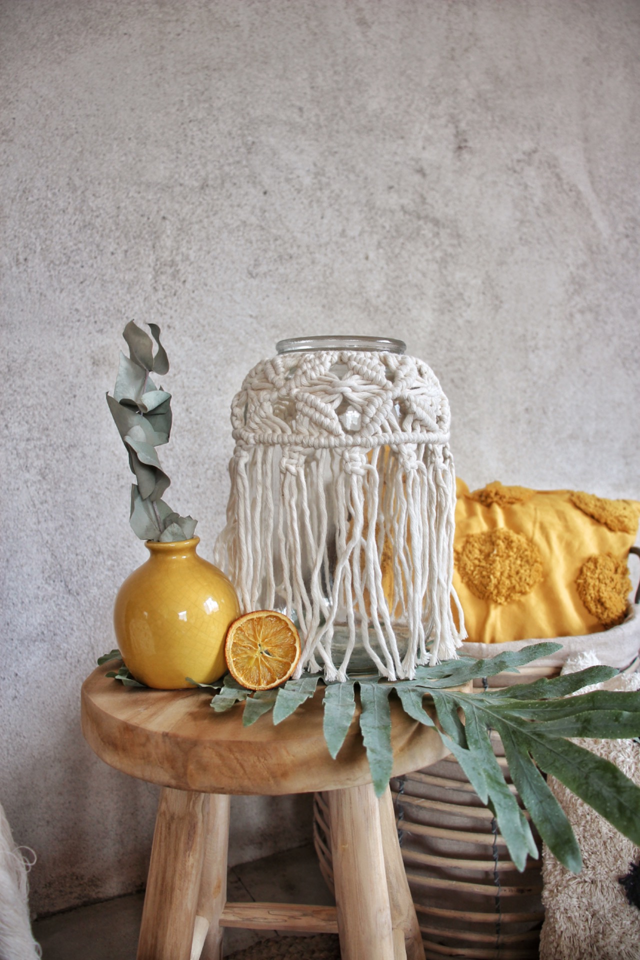 Set 6 ks skleněných MACRAME luceren