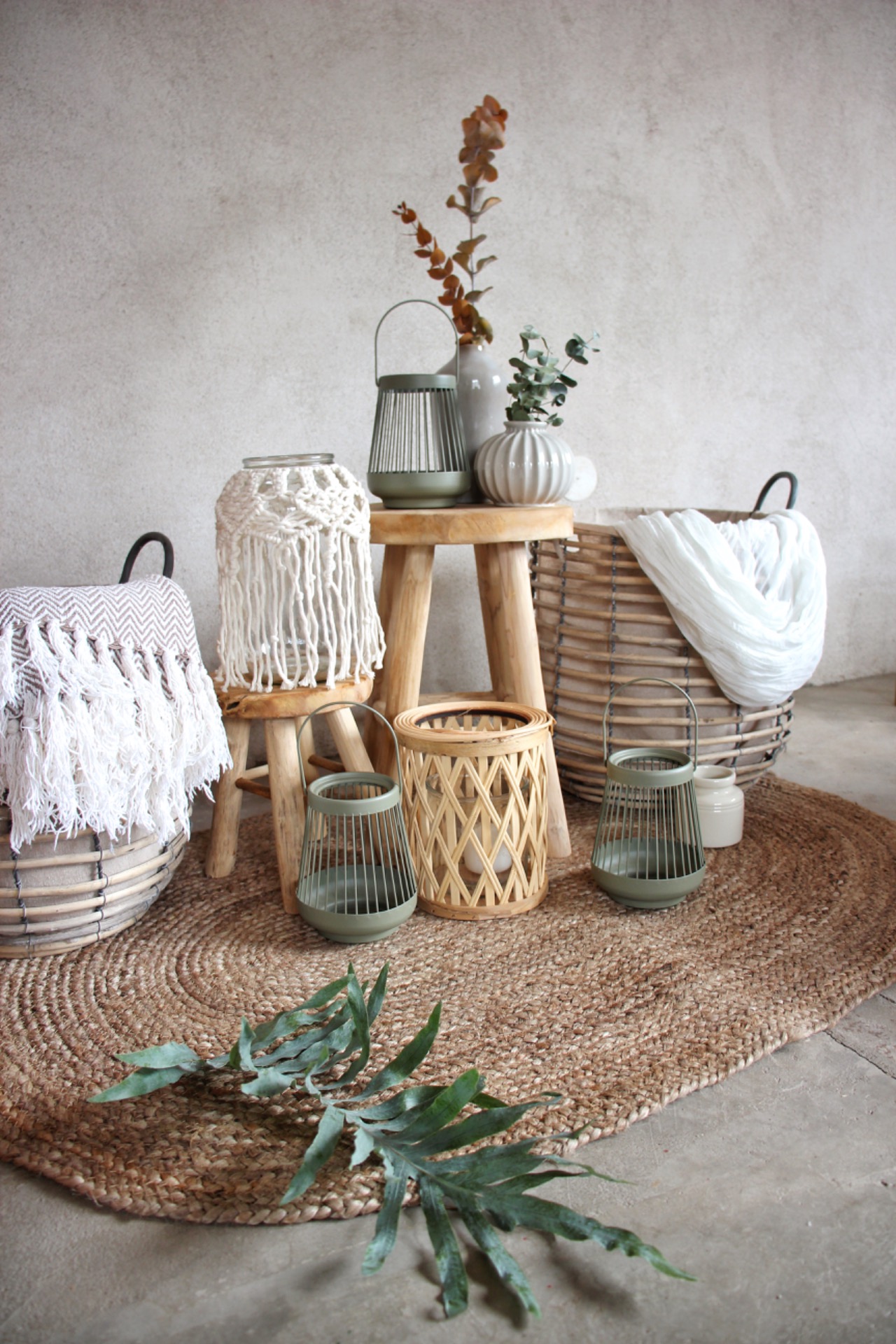 Set 6 ks skleněných MACRAME luceren