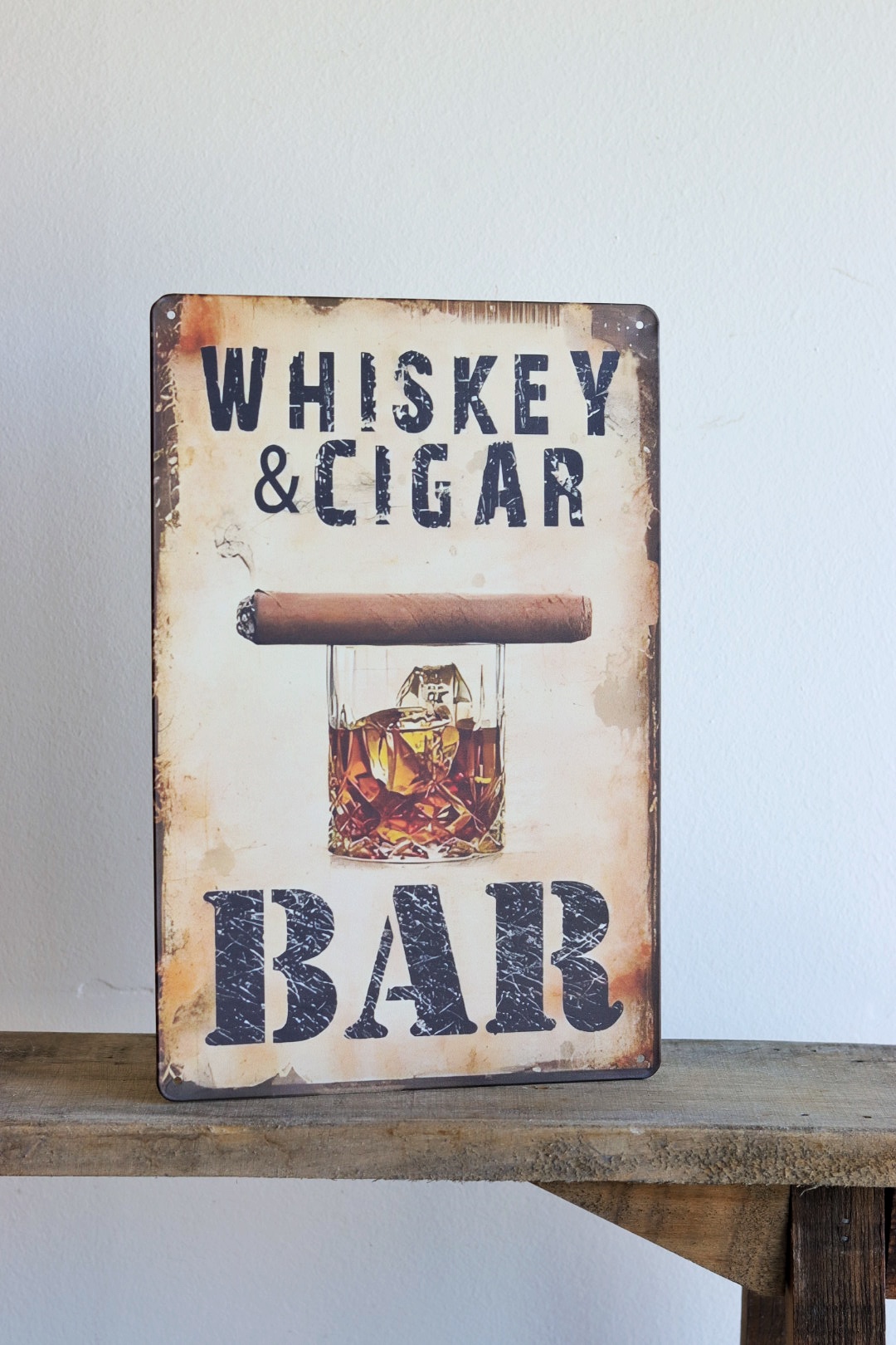 Plechová cedulka Whiskey&Cigar Bar